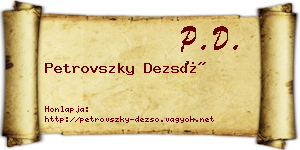Petrovszky Dezső névjegykártya