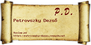 Petrovszky Dezső névjegykártya
